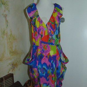 H&M Garden Collection Short Ruffled Dress 6 Floral Tencel Fabric Big Pockets